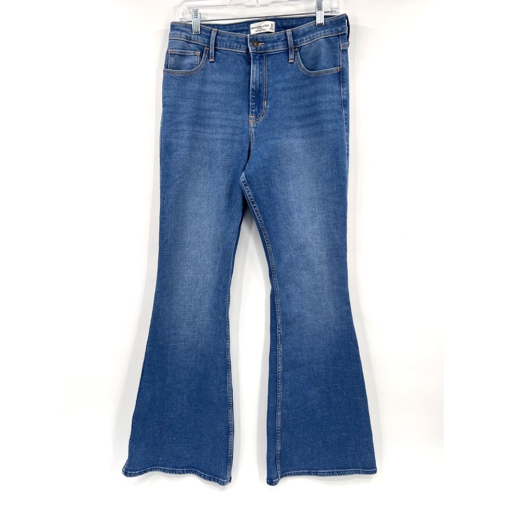 ABERCROMBIE & FITCH Women's Sz 30/10 Medium-Wash The Flare Ultra High Rise Jeans